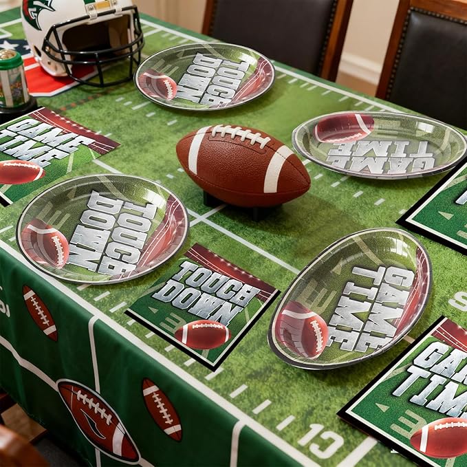 Dereinwo 100 PCS Football Party Paper Plates and Napkins | Bundle