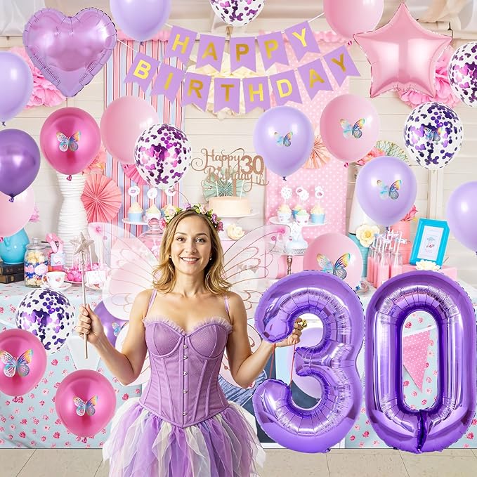 30th Birthday Decorations for Her,Pink Purple 30th Birthday