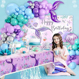 Mermaid Birthday Party Decorations 105pcs Purple Mermaid Birthday