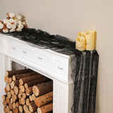 Snowkingdom Black Table Runner, 10FT Sheer Tulle Gauze Metallic Mesh
