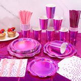 NatNarr 200 Pcs Pink Plates and Napkins Party Supplies, 25 Guest