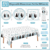 452 Pcs Light Blue Christmas Party Decoration for 50 Plaid Gingham