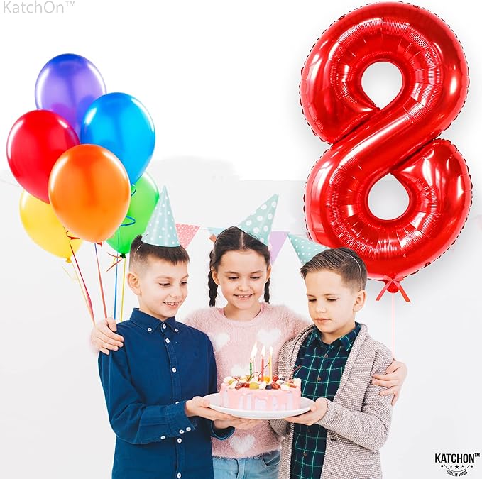 KatchOn, Giant Red 8 Balloon Number - 40 Inch | Number 8 Balloon, 8th
