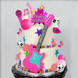 26 PCS Music Cake Toppers Pink Birthday Cake Topper and Disco Cake
