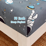 JSD Grey Astronaut Kids Sheet Set Twin Size, 3 Piece Boys Space