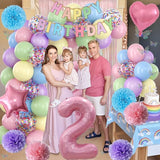 Pastel 2nd Birthday Party Decorations for Girls Number 2 Balloon