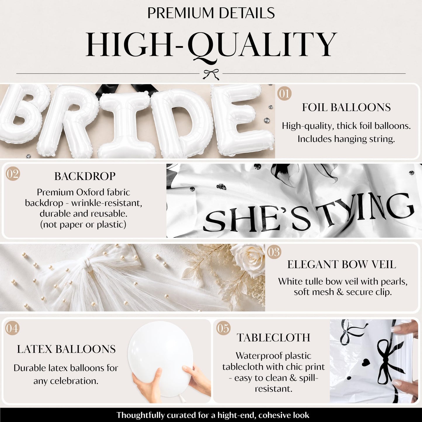 325 Pc Black Bow Bridal Shower Decorations Set - She’s Tying the Knot