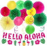 Hawaiian Aloha Luau Flamingo Party Decorations Supplies 21pcs Hello
