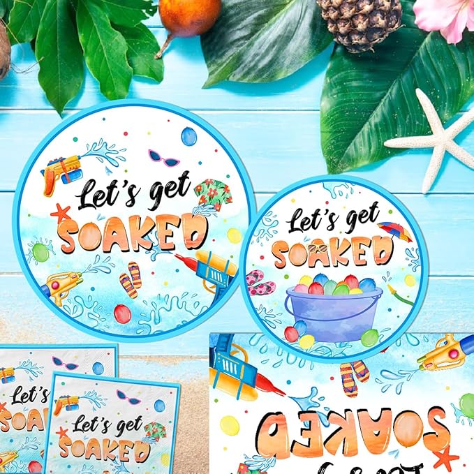 Summer Party Decorations Pool Party Supplies Tableware Set Let's Get