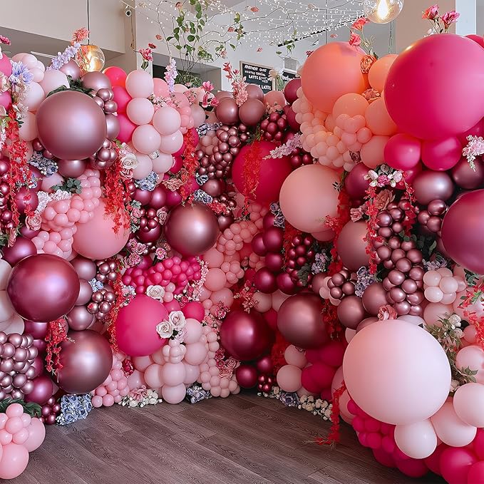 HILAVO Pink Balloons Set 12 Inch Hot Dark Magenta Light Pastel Pink