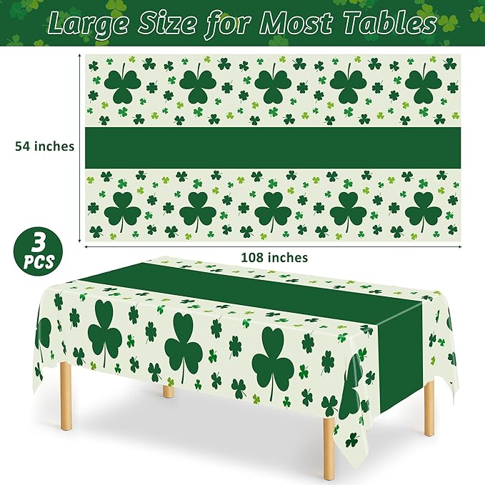 QZYL 3 Pack St Patricks Day Decorations, 108" X 54" St Patricks Day