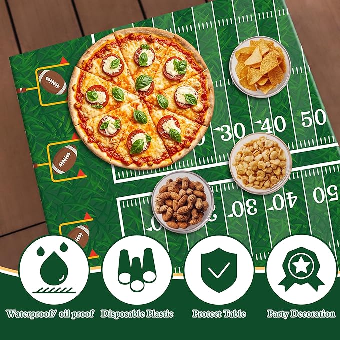 Super Game Bowl Party Decorations 2026 - Green Tablecloth for