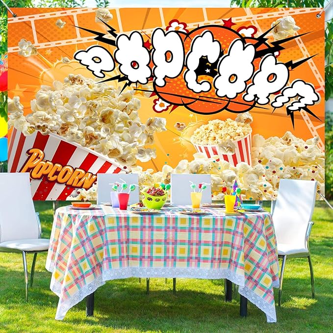 Popcorn Backdrop Movie Night Photography Background Carnival Cinema