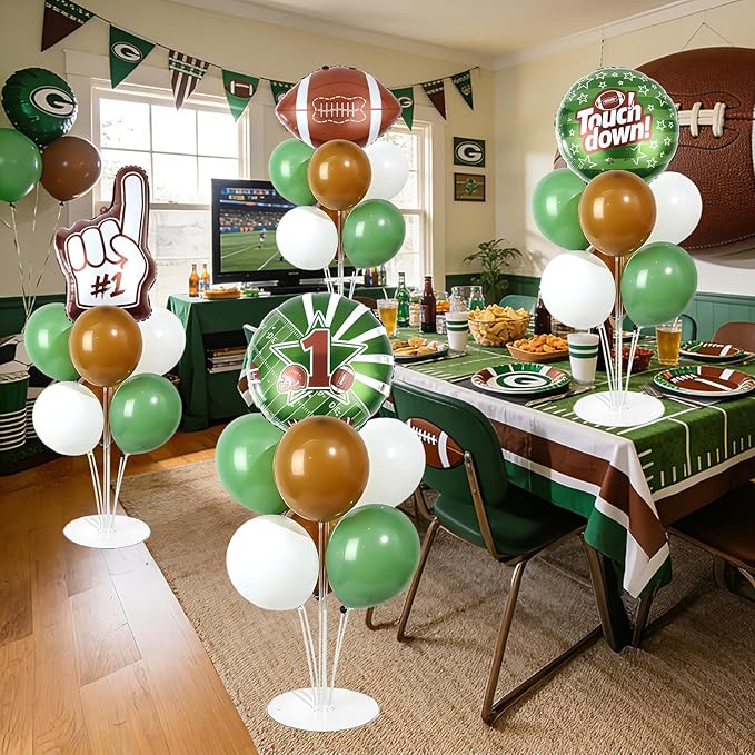 4 Sets Football Party Balloons Stand Kit with Football Shaped Count