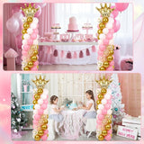2 Sets Princess Party Balloon Column Stand Kit With 102 Crown Foil
