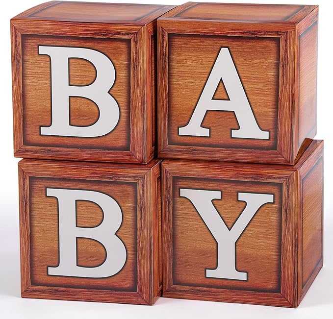 Baby Shower Decorations Boxes with Letters for Gender Reveal Wood 4