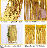 2 Pack Gold Fringe Curtain Backdrop, 3.2Ft x 8.2Ft Metallic Photo