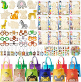 136Pcs Safari Party Favors Jungle Birthday Supplies for Kids Wooden