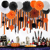 Black Orange White Halloween Party Decorations 14pc Kit Paper
