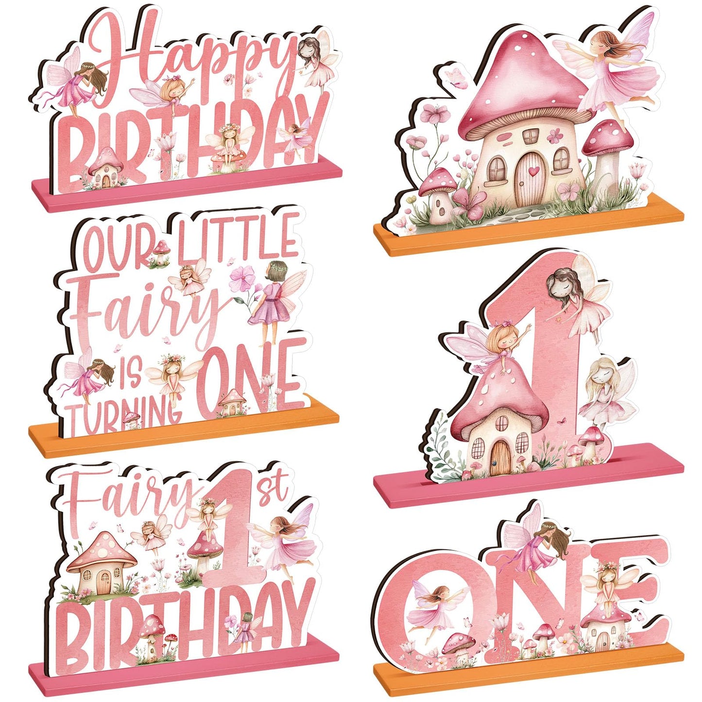 CroBlissful 6 Pcs Fairy Wonderland Party Decorations Wood Fairy Table