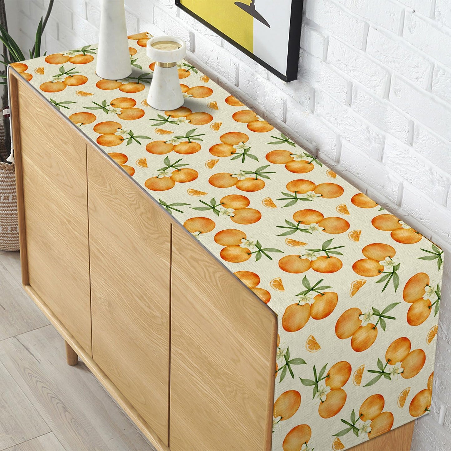 Pudodo Orange Citrus Table Runner Little Cutie Themed Birthday Baby