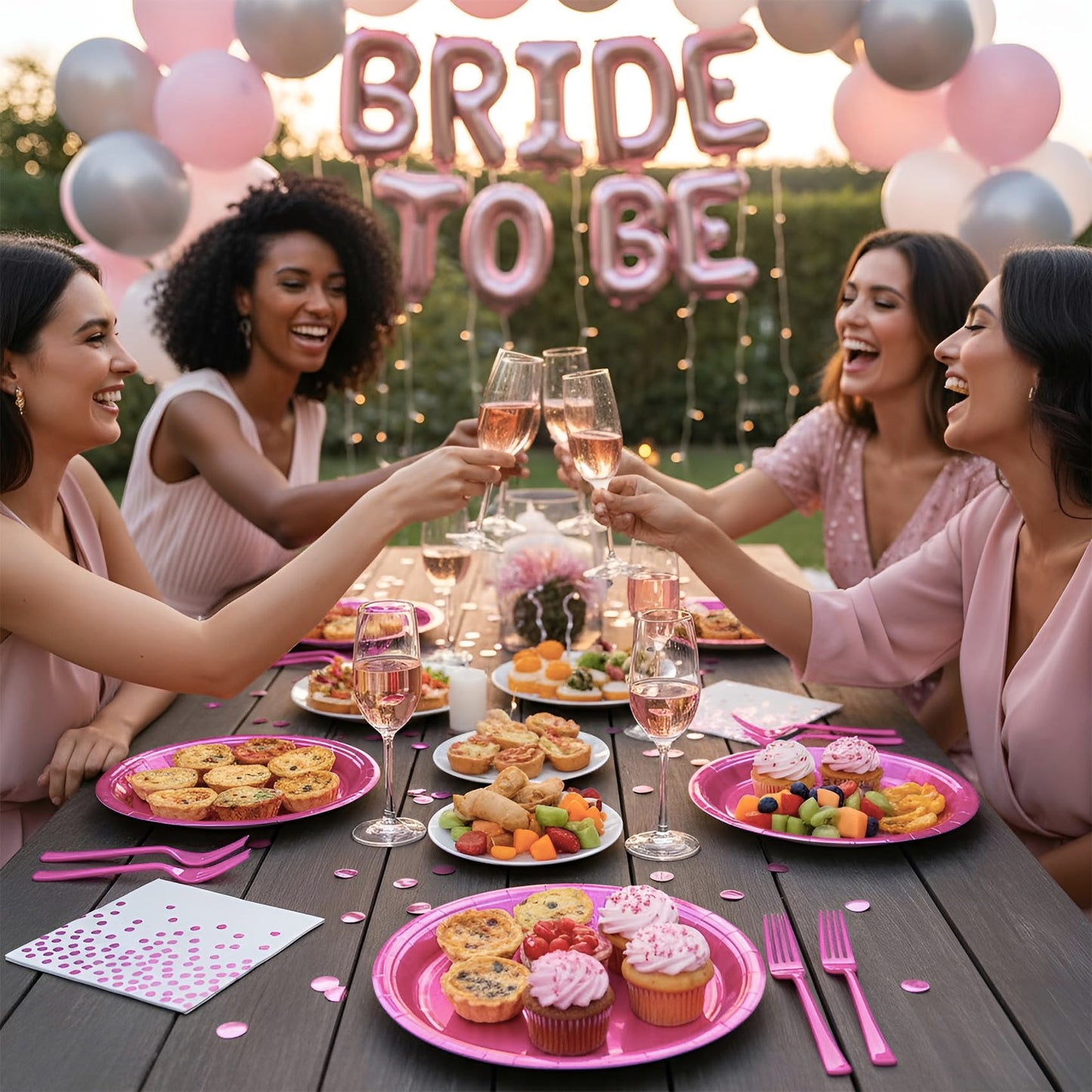 Iridescent Pink Paper Plates and Napkins, 200pcs Holographic Party