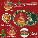 96PCS Christmas Party Supplies Paper Plates & Napkins in Red & Green