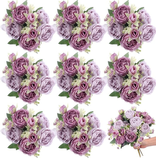 8 Bundles Artificial Peonies Flowers Boho Faux Flowers Arrangements #6