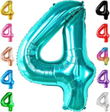 KatchOn, Giant Aqua Blue Number 4 Balloon - 40 Inch | Mermaid Number