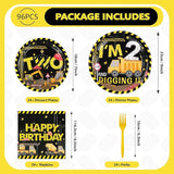 96Pcs Construction 2nd Birthday Party Supplies Construction Truck