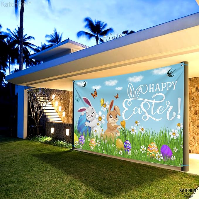 Happy Easter Banner XtraLarge 72x44 Inch Easter Backdrop for