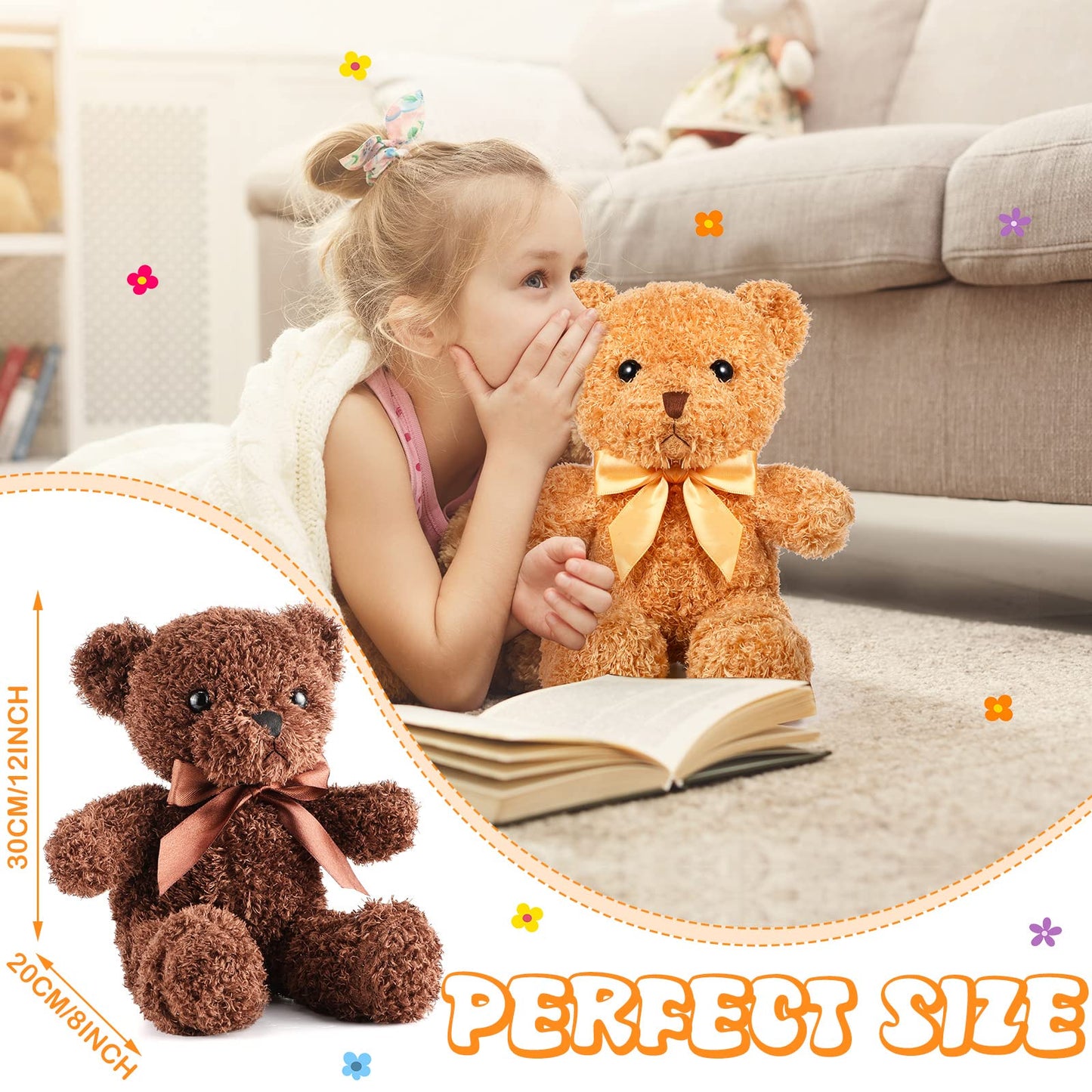 HyDren 5 Pcs Bears Stuffed Animal Soft Plush Toys Valentine 12 Inches
