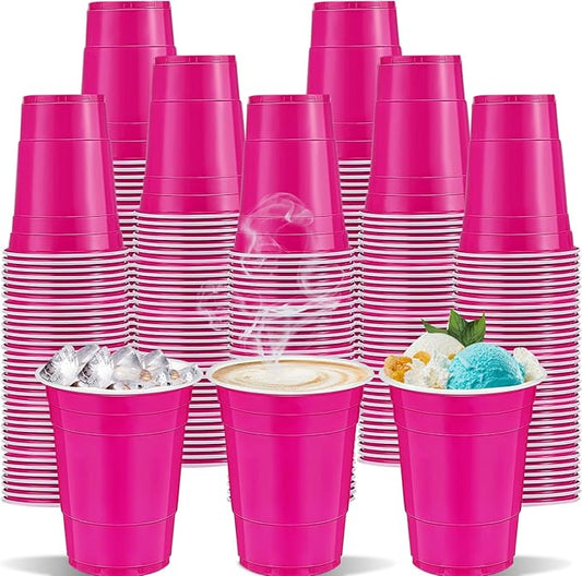 120 Pcs Hot Pink Plastic Cups Valentines Day plastic Disposable cups