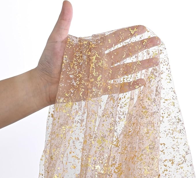 Artoid Mode Coffee Gold Gauze Table Runner 120 Inch 10FT, Glitter