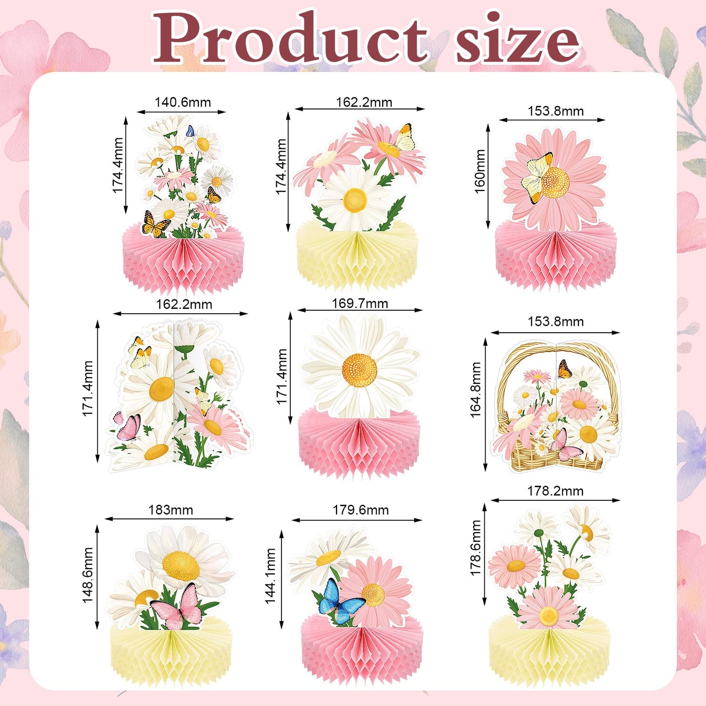 Hotop 9 Pcs Daisy Flower Birthday Party Decorations Daisy Butterfly