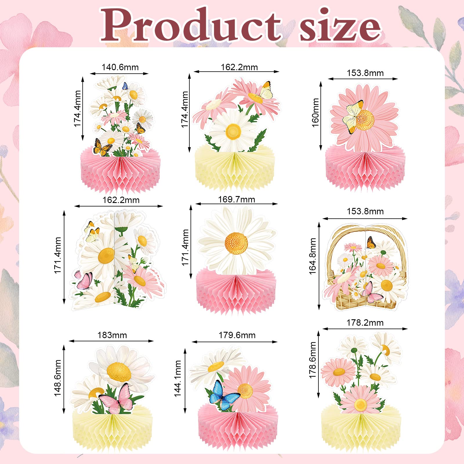 Hotop 9 Pcs Daisy Flower Birthday Party Decorations Daisy Butterfly