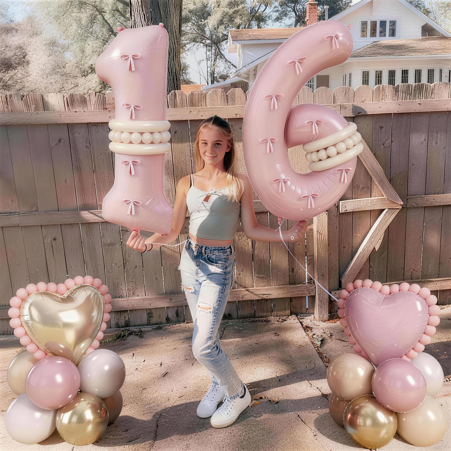 Pink Sweet 16 Number Balloon, 16th Birthday Decorations for Girls