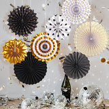 Black and Gold Decorations Hanging Honeycomb Paper Pompoms Fan for