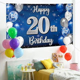 Happy 20th Birthday Decorations 20th Blue & Silver Balloon Large