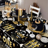 Mr Onederful Birthday Decorations Black Gold Party Plates Napkins