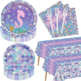Mermaid Party Decorations 162Pcs Mermaid Party Tableware Set Mermaid