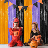 2 Pack Halloween Backdrop, 3.28 FT x 7.05 FT Foil Fringe Curtains,
