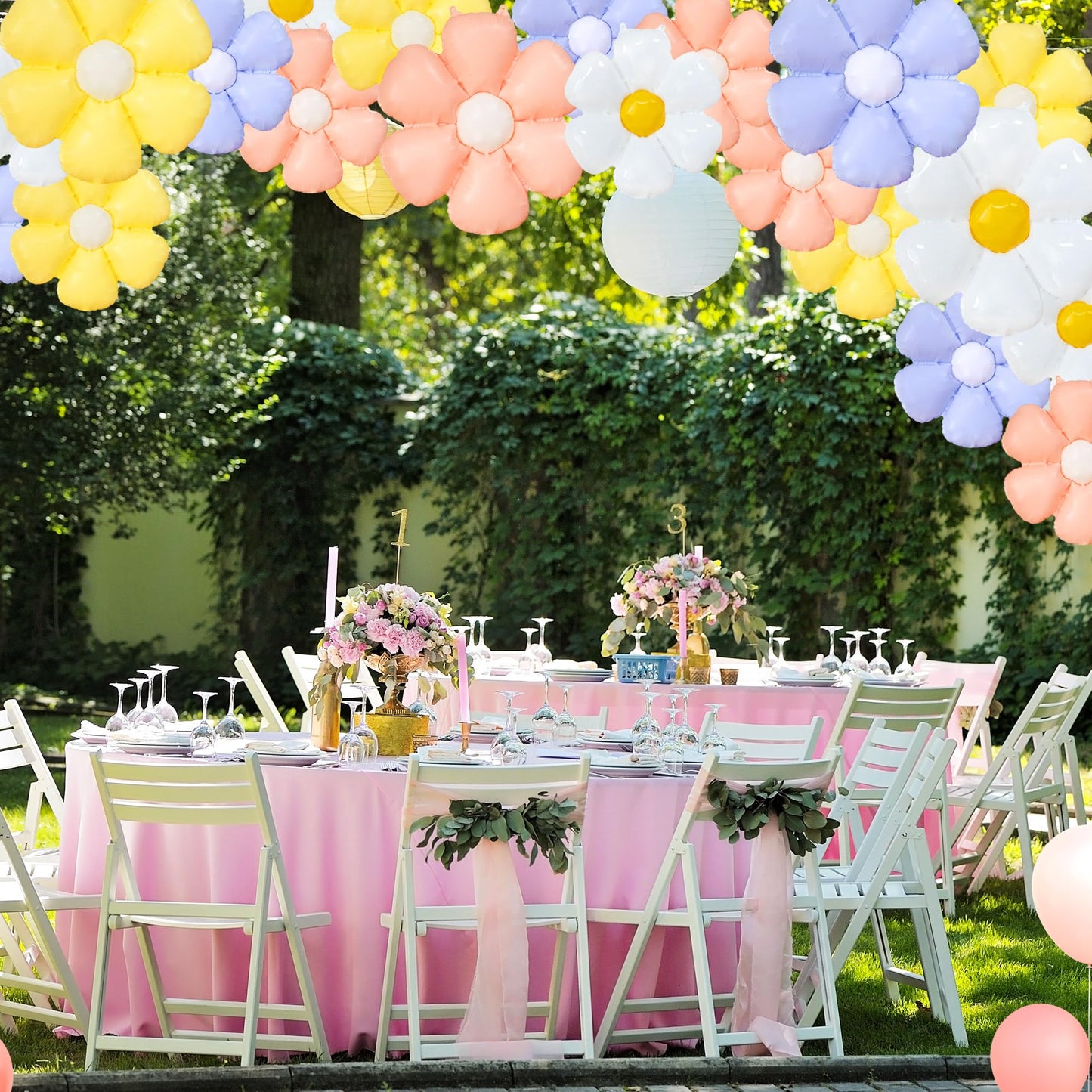 EUVBOKW Daisy Flower Balloons,20 Pcs Colorful Foil Daisy Balloons for