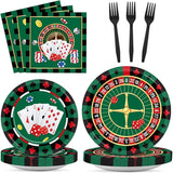 96 Pieces Casino Themed Party Tableware Set for Las Vegas Birthday