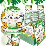 200 Pcs Jungle Safari Baby Shower Paper Plates Napkins Cups Baby