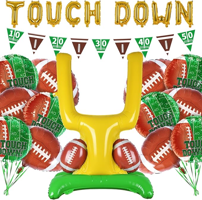 Football Party Supplies Kit Touchdown Letter Balloon Goal Post &