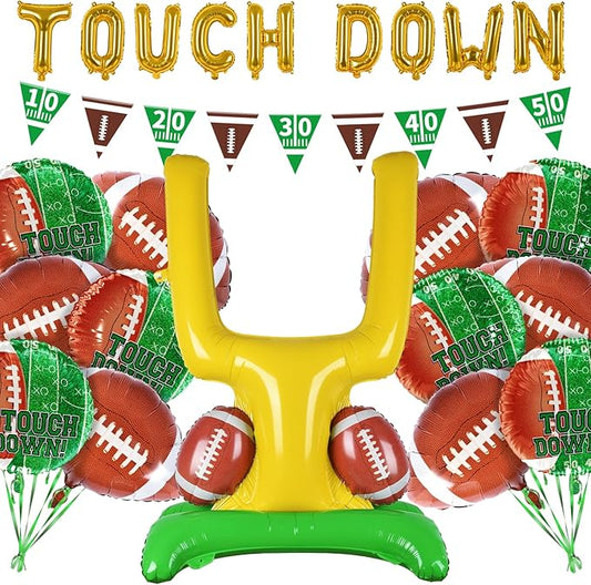 Football Party Supplies Kit Touchdown Letter Balloon Goal Post &