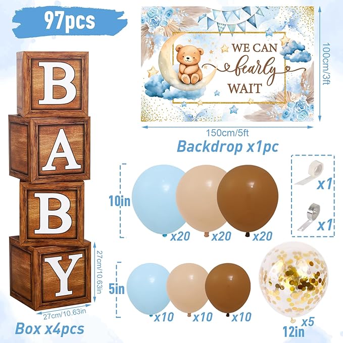 We Can Bearly Wait Baby Shower Decorations - Baby Boxes with