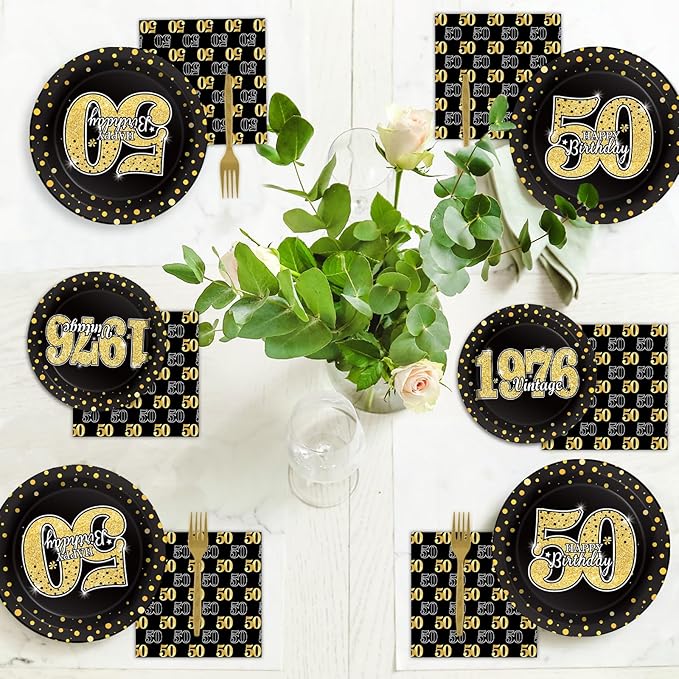 96 Pcs Vintage 50th Birthday Party Decorations Vintage 1976 Birthday
