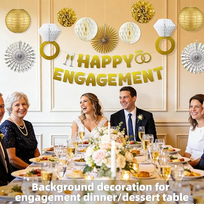 Engagement Party Decorations Set Includes Gold Glitter Happy
